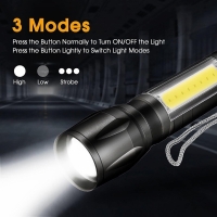 Mini lanterna LED, 3W, 150 lm, negru VIVO071